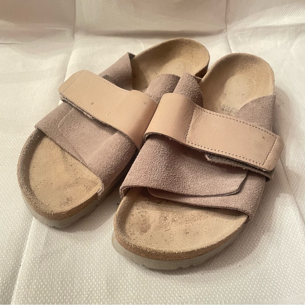 Two Tone Kyoto Velcro Birkenstock in grey suede and taupe leather Size 42 (11)